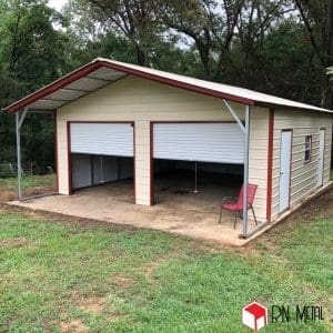 Metal Garage 26x35x10 with a 5ft overhang