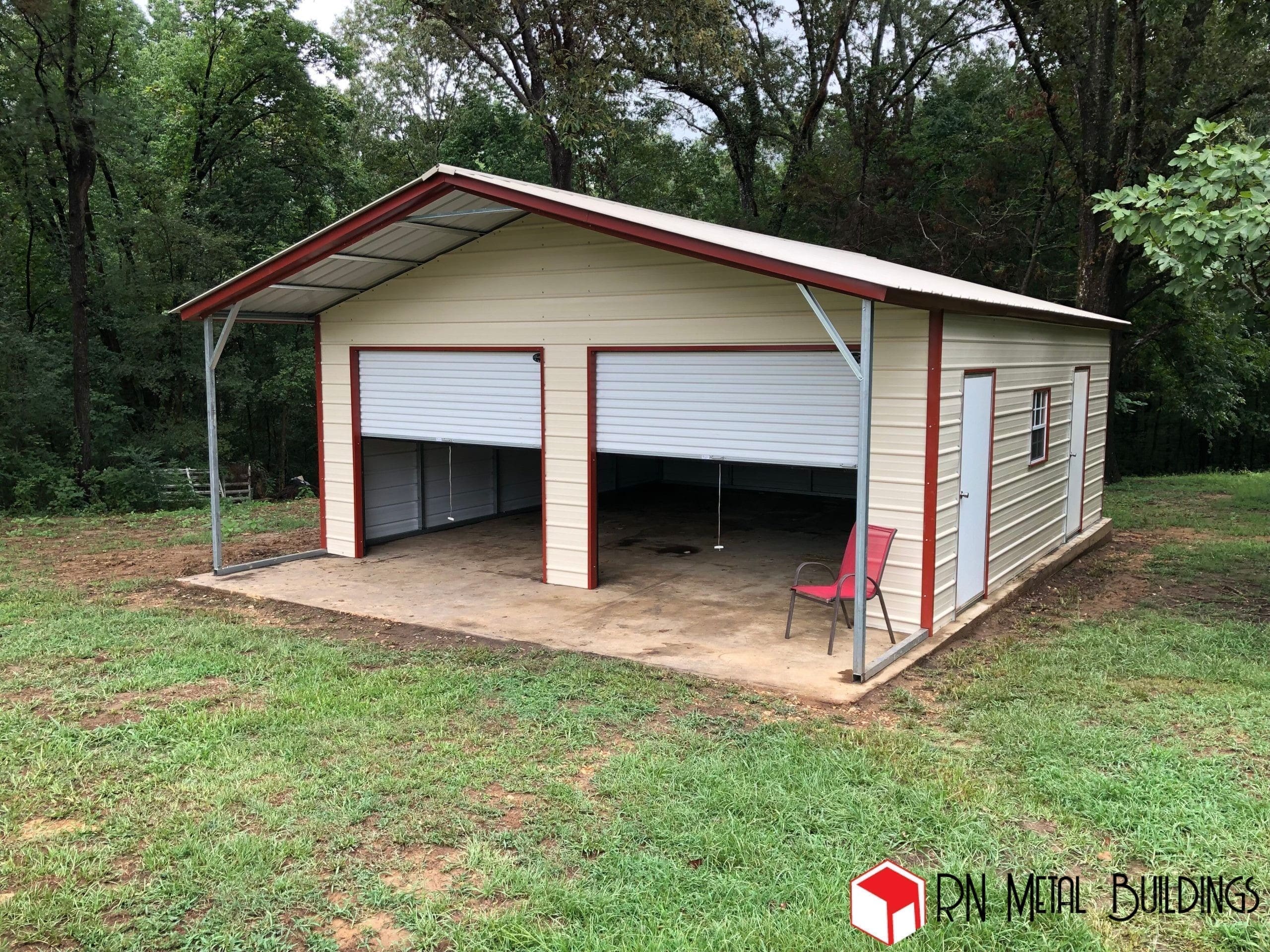 Metal Garage 26x35x10 with a 5ft overhang