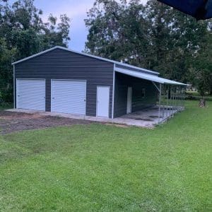 Metal Garage 30x50x12 with a 10x50x8 open lean-to