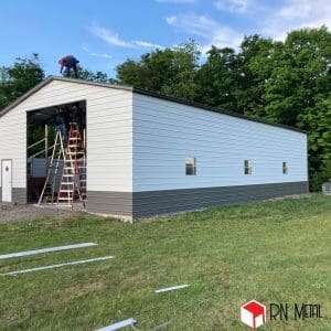 Metal Garage 20x50x14 with a 12x50x8 Lean-to